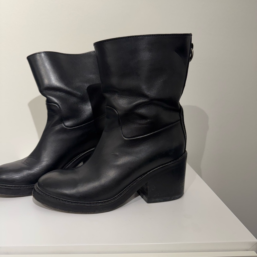 Acne Black Leather Combat Boots - Picture 2 of 4